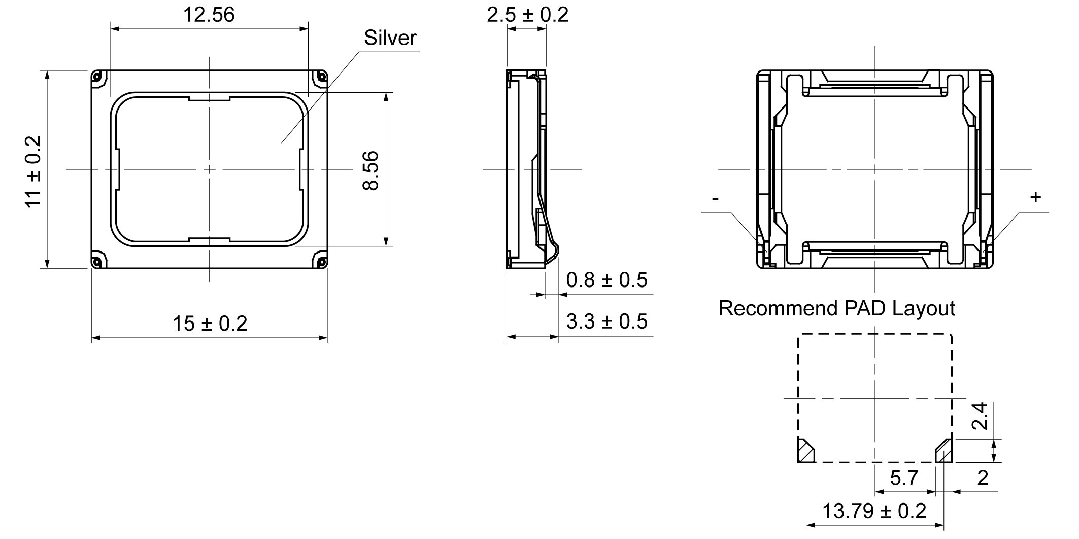 OSR1511EA-2.5TS1.0W6A-R Mechanical Drawing